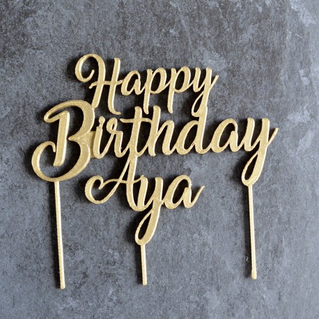 Décoration Argentée pour gâteau Happy Birthday