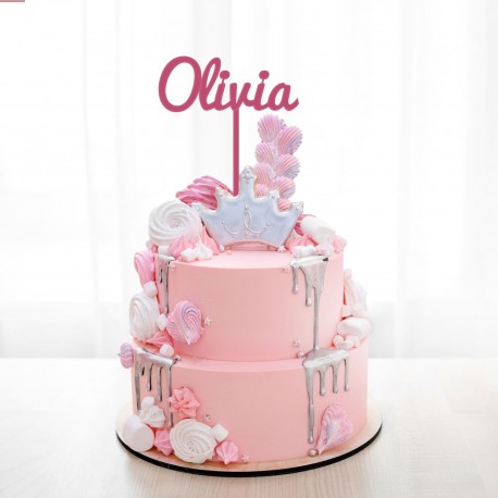 Decoration De Gateau Prenom Personnalisable Xl Modele Olivia Cake Topper La Boite A Cookies